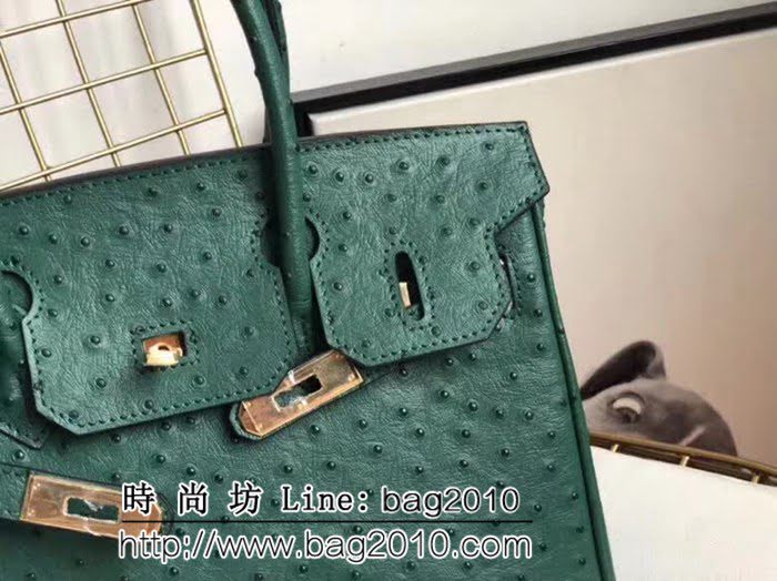 愛馬仕Hermes原版牛皮鴕鳥紋 Birkin 鉑金包 時尚手提包 0AM1016